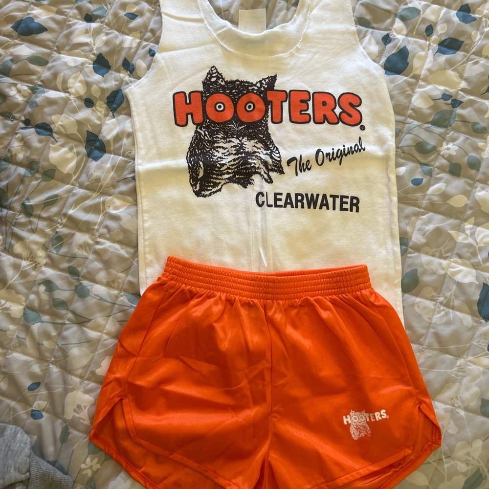 Hooters White Tee with Bold Orange Logo